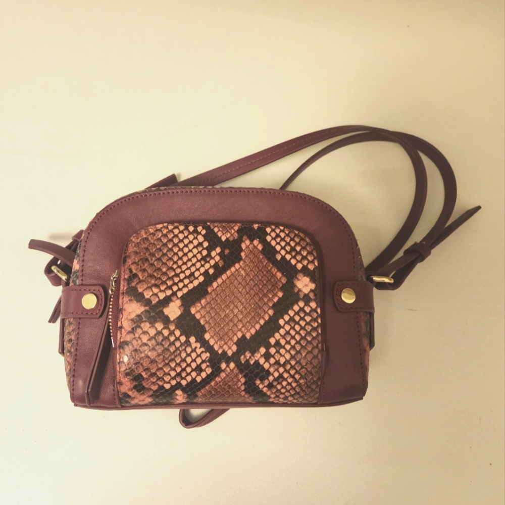 & Other Stories Maroon Snake Print Crossbody Bag
